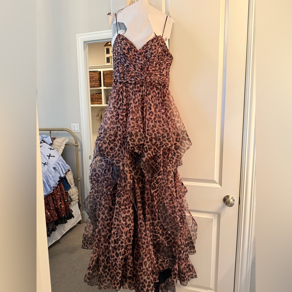 Black Label Leopard Print Evening Gown